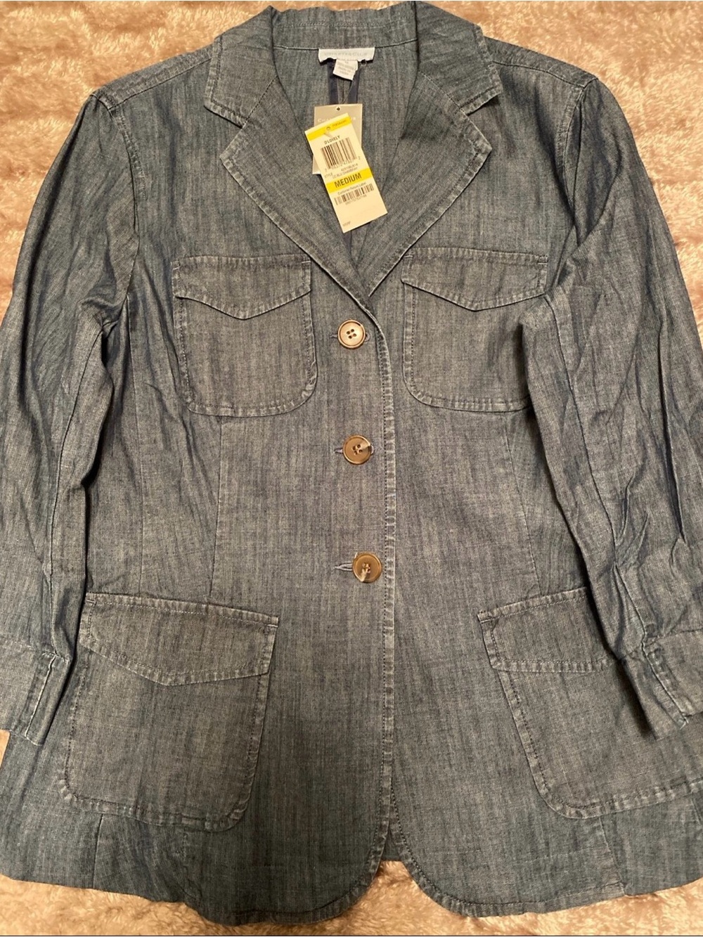 Charter Club Light Blue Denim Blazer Jacket